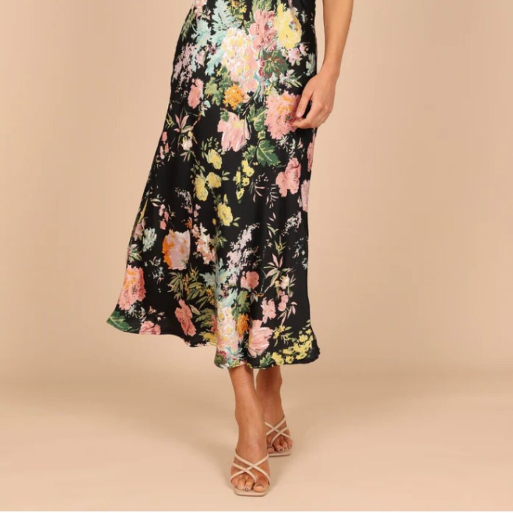 Petal & Pup Women's Anabelle Halter Neck Midi Dress - Black Floral - Picture 2 of 5